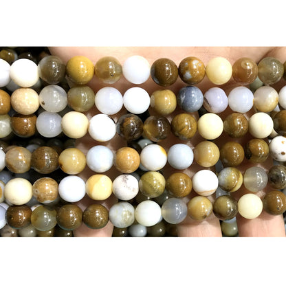 CAG570 Polka Dot Agate Beads Smooth Round 10mm 15" Strand