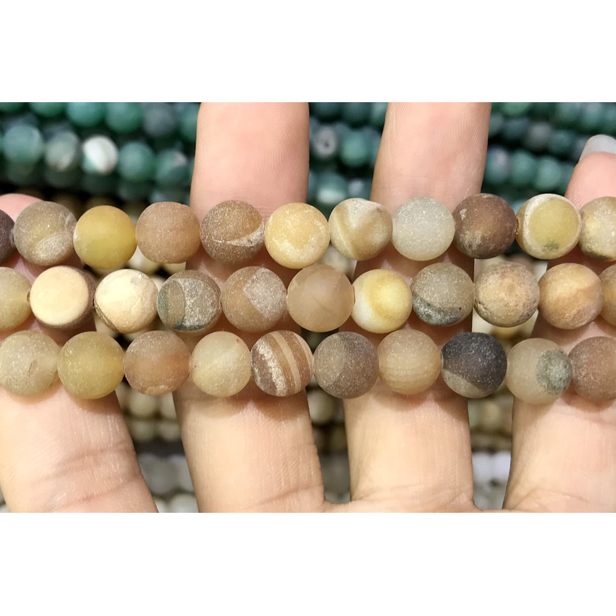 CAG580 Druzy Agate Beads Matte Round 8mm 15" Strand