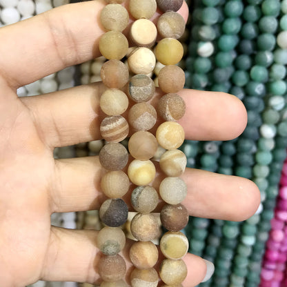 CAG580 Druzy Agate Beads Matte Round 8mm 15" Strand