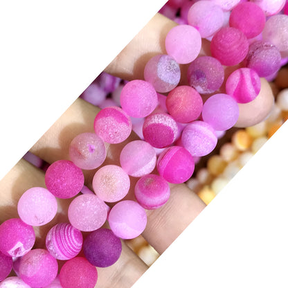 CAG582 Druzy Agate Beads Matte Round 8mm 15" Strand