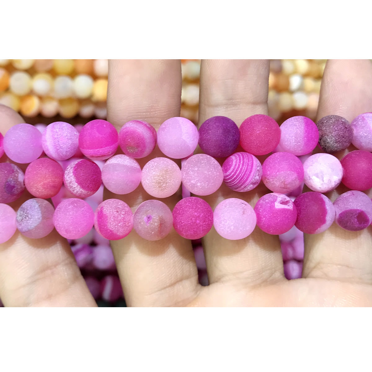 CAG582 Druzy Agate Beads Matte Round 8mm 15" Strand