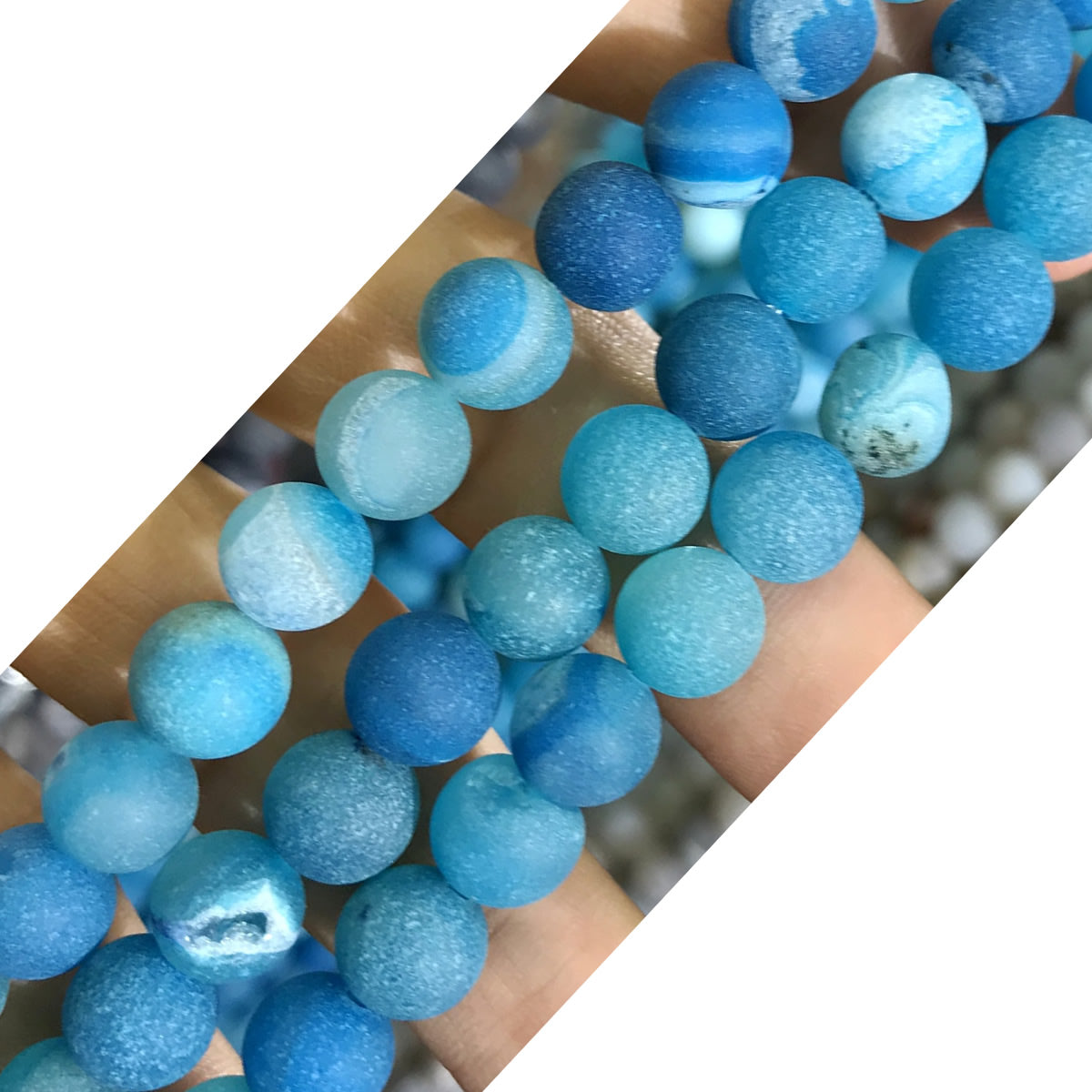 CAG583 Druzy Agate Beads Matte Round 8mm 15" Strand