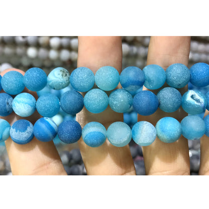 CAG583 Druzy Agate Beads Matte Round 8mm 15" Strand