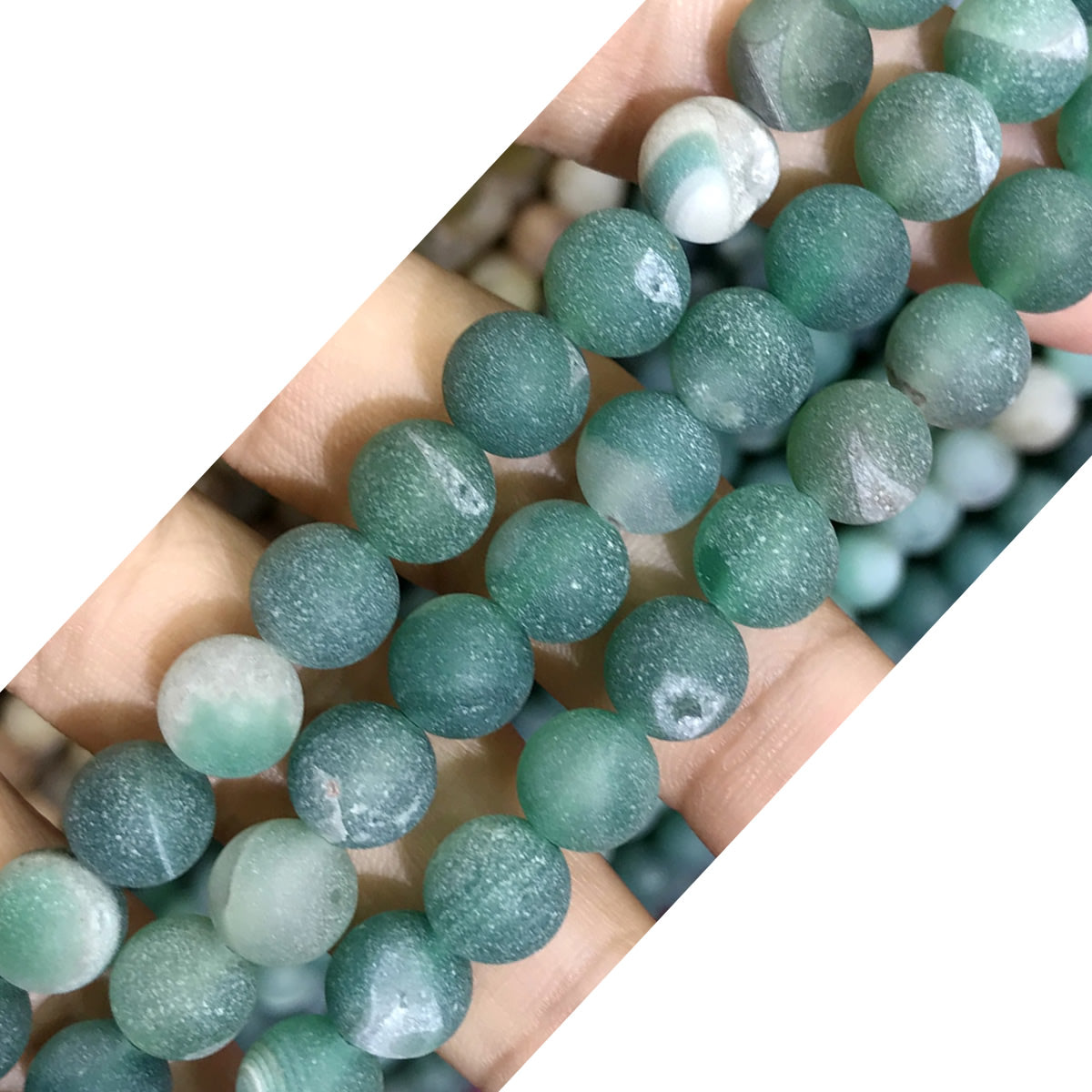 CAG584 Druzy Agate Beads Matte Round 8mm 15" Strand