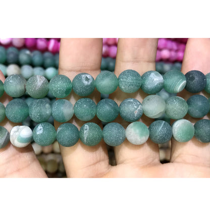 CAG584 Druzy Agate Beads Matte Round 8mm 15" Strand