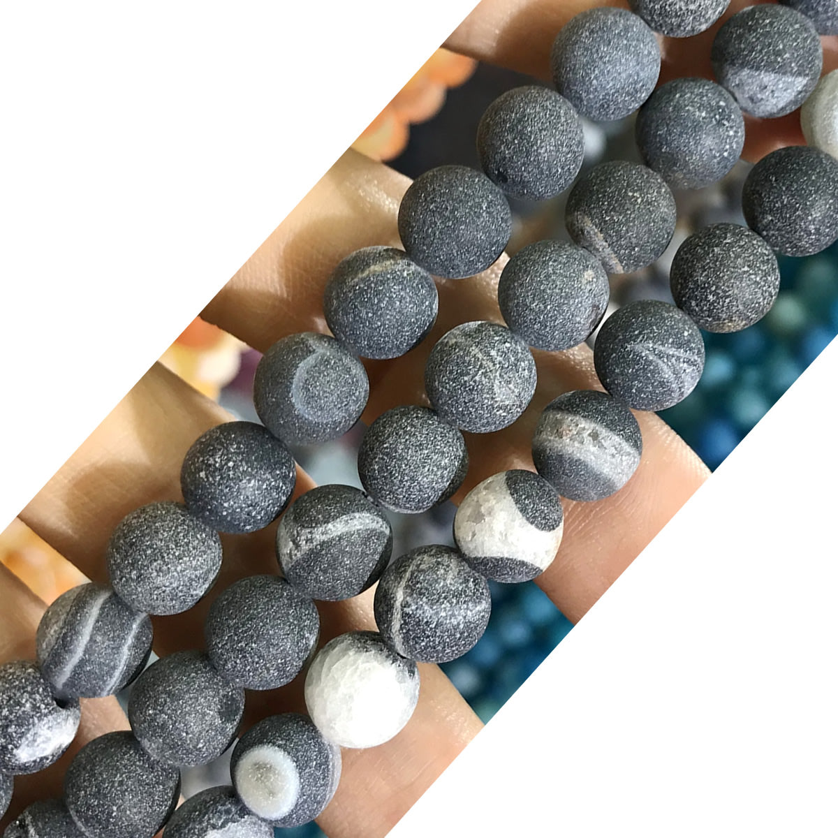 CAG585 Druzy Agate Beads Matte Round 8mm 15" Strand