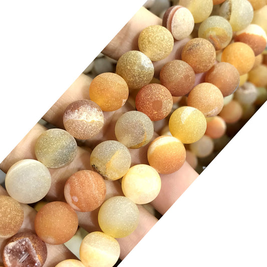 CAG594 Druzy Agate Beads Matte Round 10mm 15" Strand