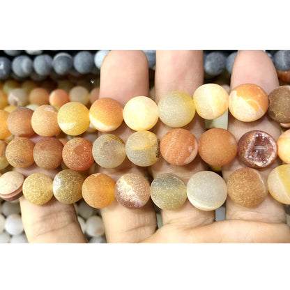 CAG594 Druzy Agate Beads Matte Round 10mm 15" Strand