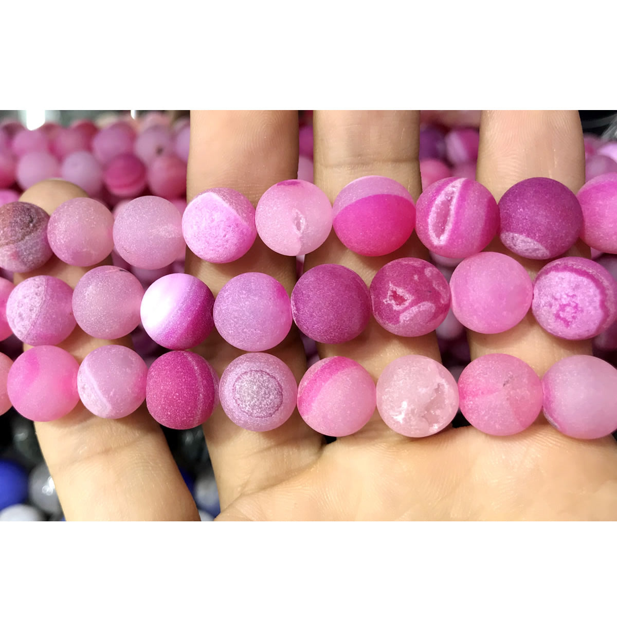 CAG597 Druzy Agate Beads Matte Round 10mm 15" Strand