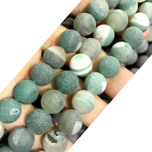 CAG599 Druzy Agate Beads Matte Round 10mm 15" Strand