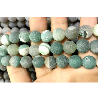 CAG599 Druzy Agate Beads Matte Round 10mm 15" Strand