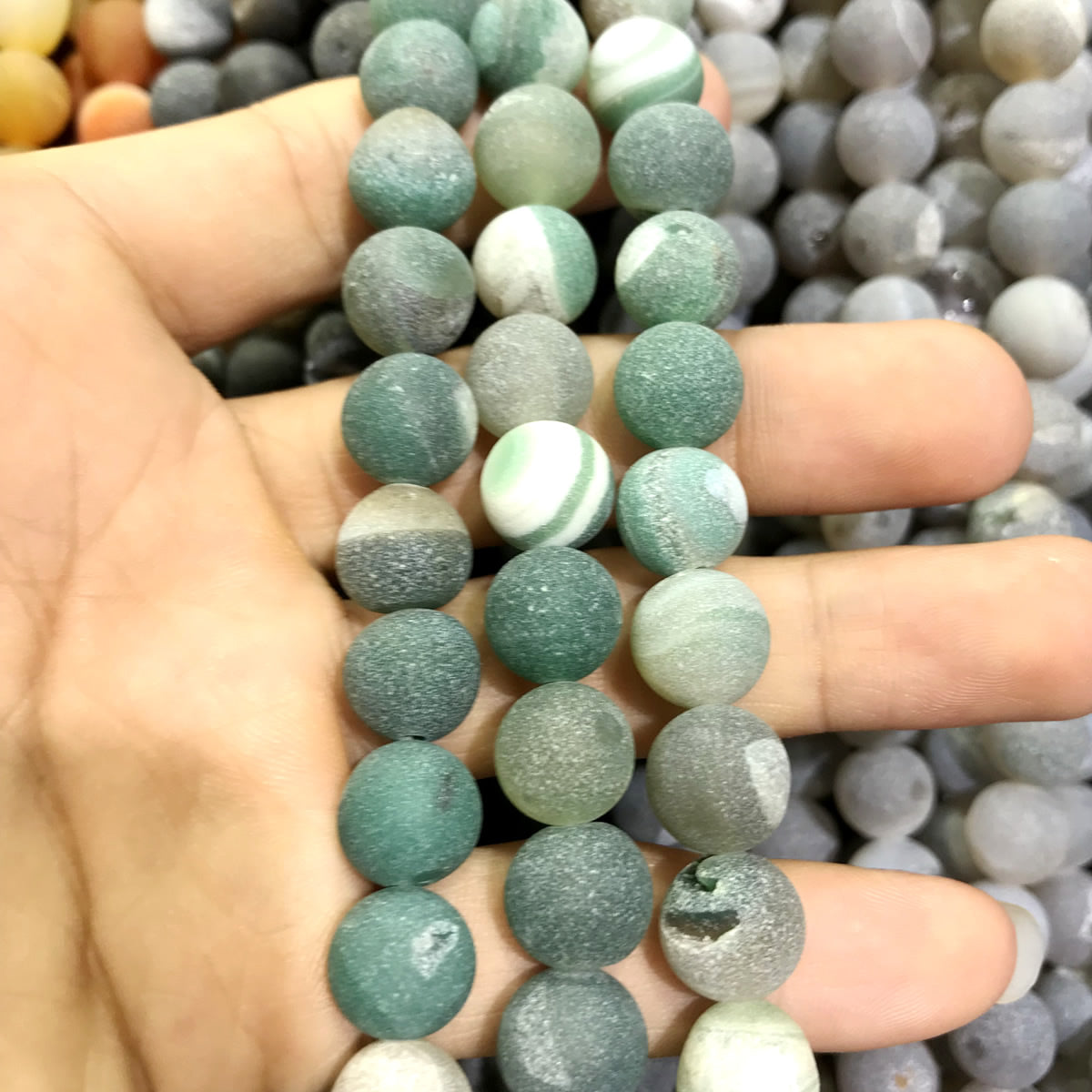 CAG599 Druzy Agate Beads Matte Round 10mm 15" Strand