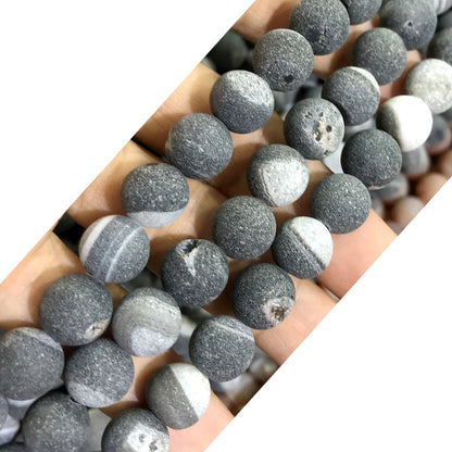 CAG600 Druzy Agate Beads Matte Round 10mm 15" Strand