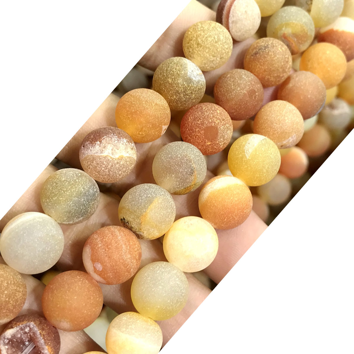 CAG609 Druzy Agate Beads Matte Round 12mm 15" Strand