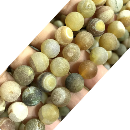 CAG610 Druzy Agate Beads Matte Round 12mm 15" Strand