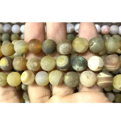 CAG610 Druzy Agate Beads Matte Round 12mm 15" Strand