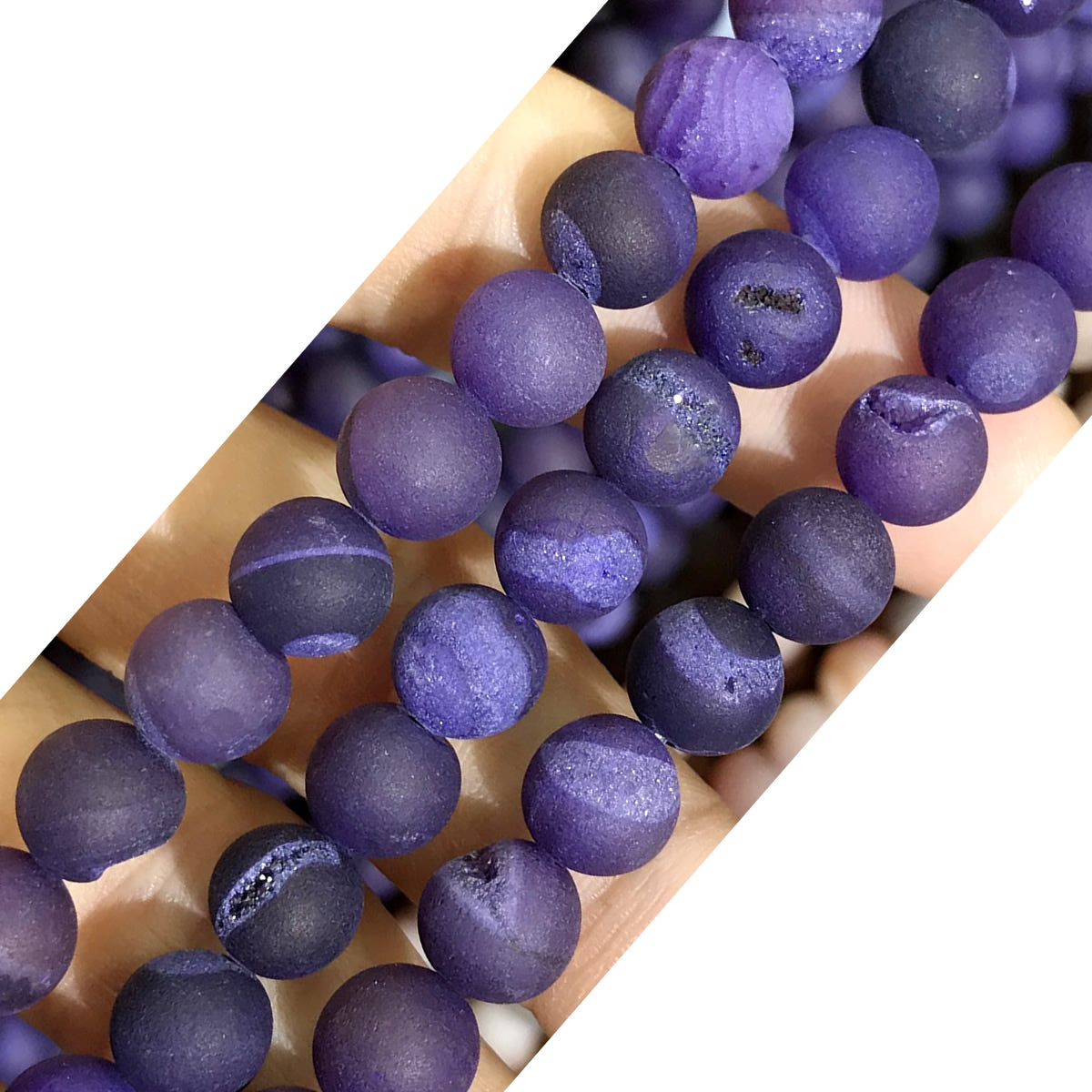 CAG611 Druzy Agate Beads Matte Round 12mm 15" Strand