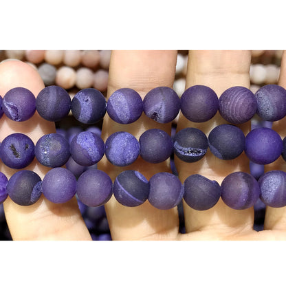 CAG611 Druzy Agate Beads Matte Round 12mm 15" Strand