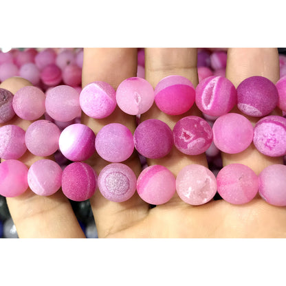 CAG612 Druzy Agate Beads Matte Round 12mm 15" Strand