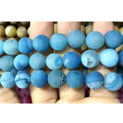 CAG613 Druzy Agate Beads Matte Round 12mm 15" Strand