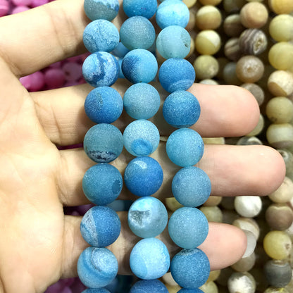 CAG613 Druzy Agate Beads Matte Round 12mm 15" Strand