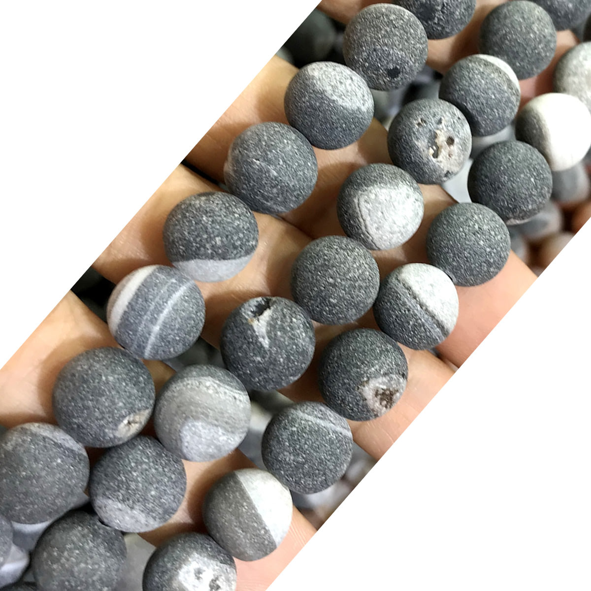 CAG615 Druzy Agate Beads Matte Round 12mm 15" Strand