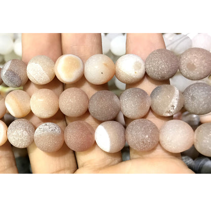 CAG623 Druzy Agate Beads Matte Round 14mm 15" Strand