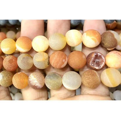 CAG624 Druzy Agate Beads Matte Round 14mm 15" Strand