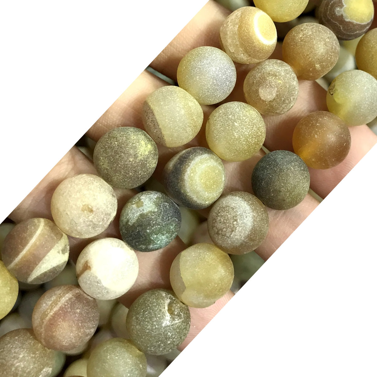 CAG625 Druzy Agate Beads Matte Round 14mm 15" Strand