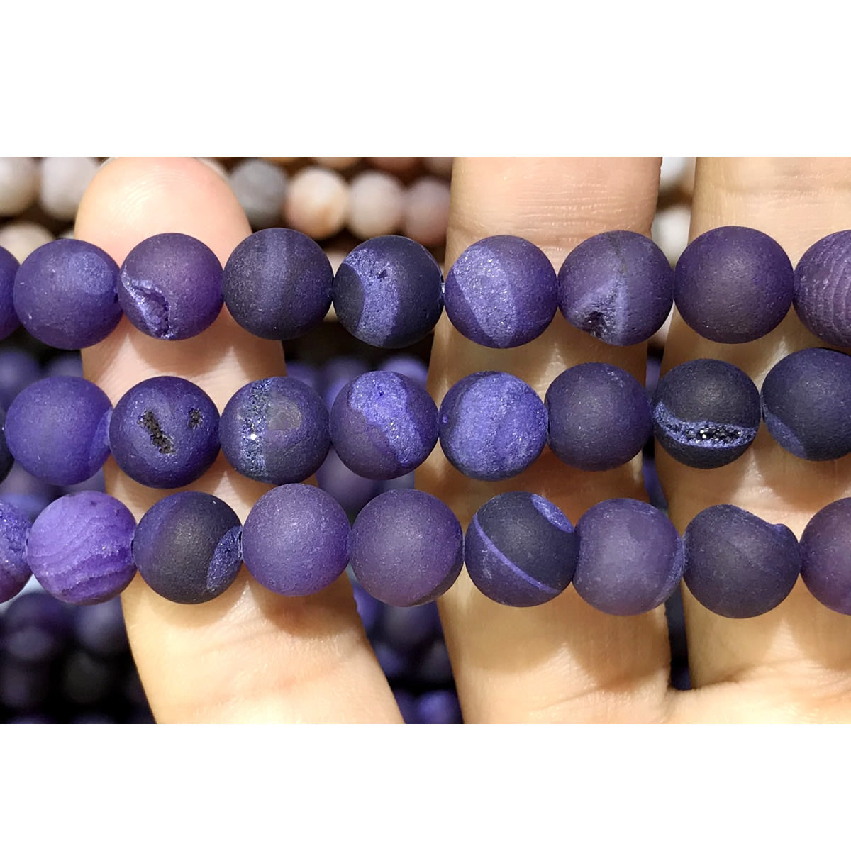 CAG626 Druzy Agate Beads Matte Round 14mm 15" Strand