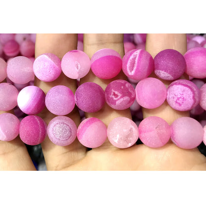 CAG627 Druzy Agate Beads Matte Round 14mm 15" Strand