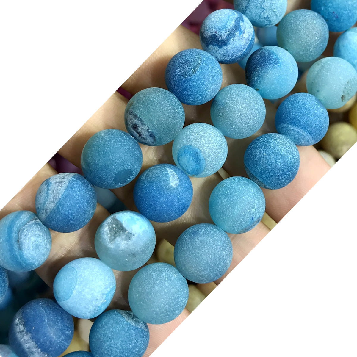 CAG628 Druzy Agate Beads Matte Round 14mm 15" Strand