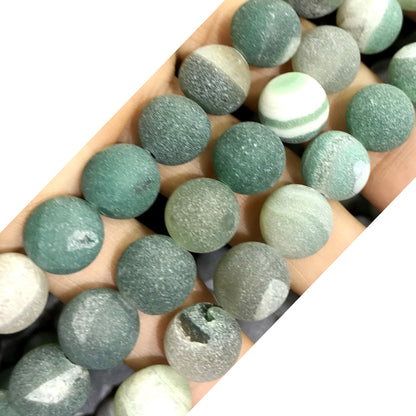 CAG629 Druzy Agate Beads Matte Round 14mm 15" Strand