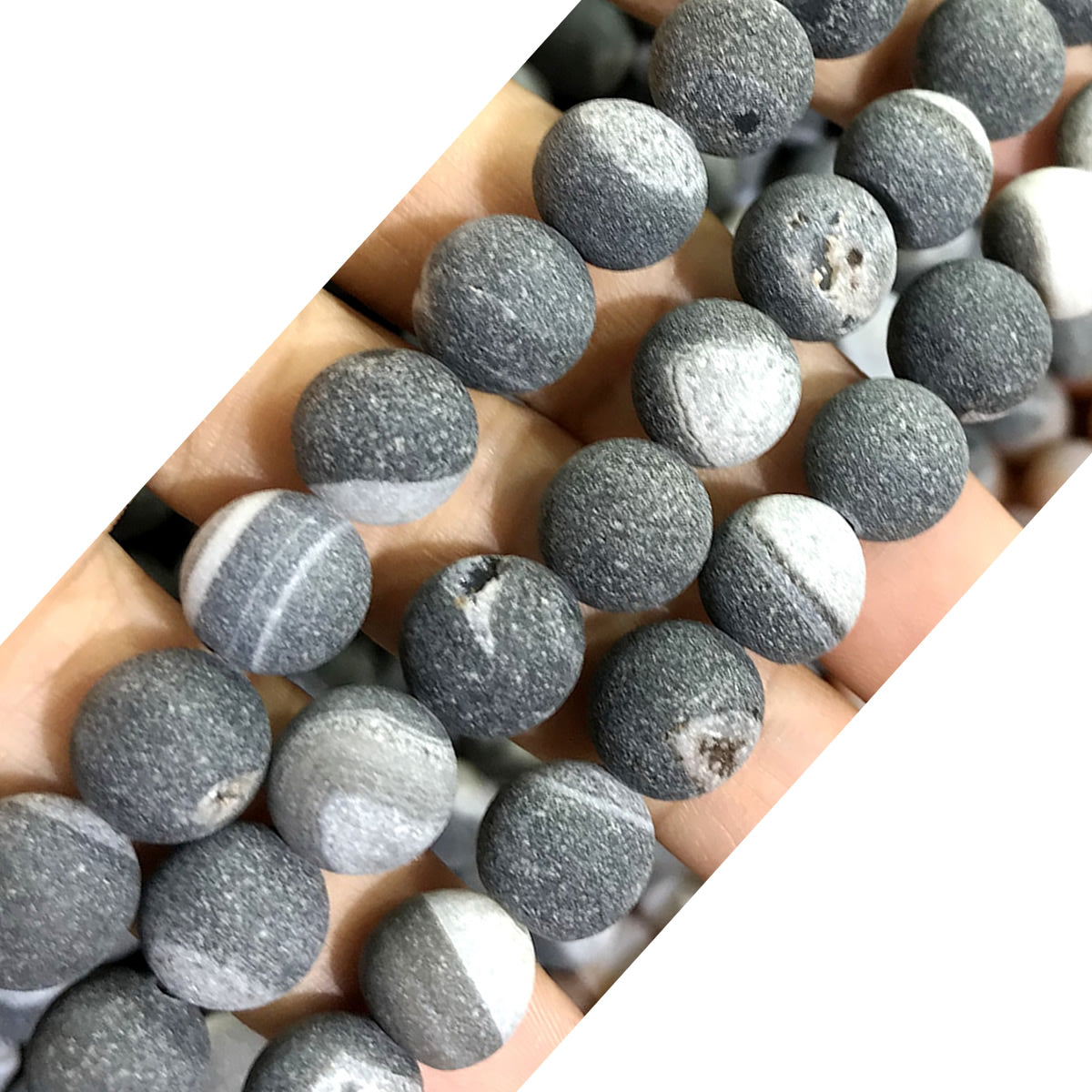 CAG630 Druzy Agate Beads Matte Round 14mm 15" Strand