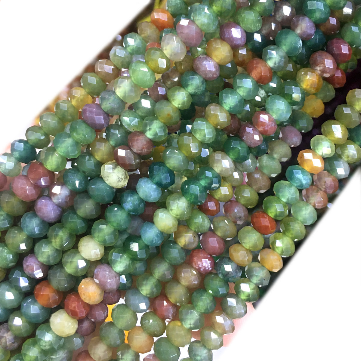 CAG636 Indian Agate Beads Faceted Rondelle 4x6mm 15" Strand