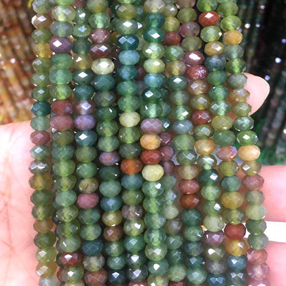 CAG636 Indian Agate Beads Faceted Rondelle 4x6mm 15" Strand