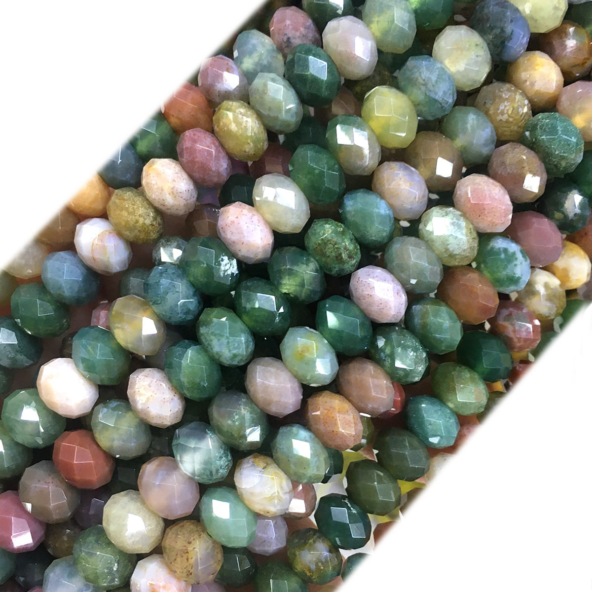 CAG637 Indian Agate Beads Faceted Rondelle 5x8mm 15" Strand