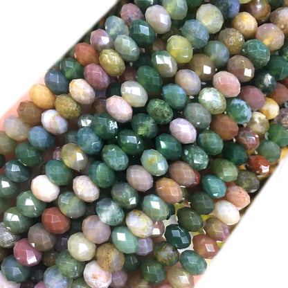 CAG638 Indian Agate Beads Faceted Rondelle 6x10mm 15" Strand