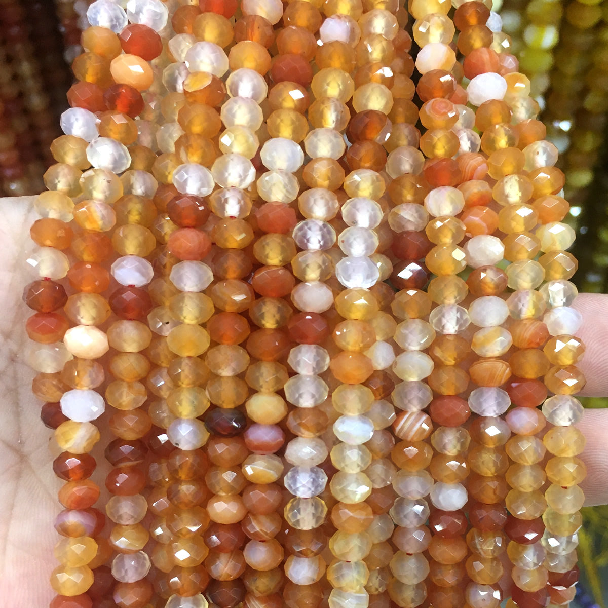 CAG641 Red Agate Beads Faceted Rondelle 4x6mm 15" Strand