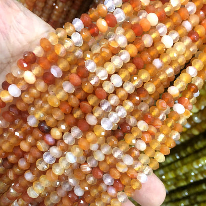 CAG641 Red Agate Beads Faceted Rondelle 4x6mm 15" Strand