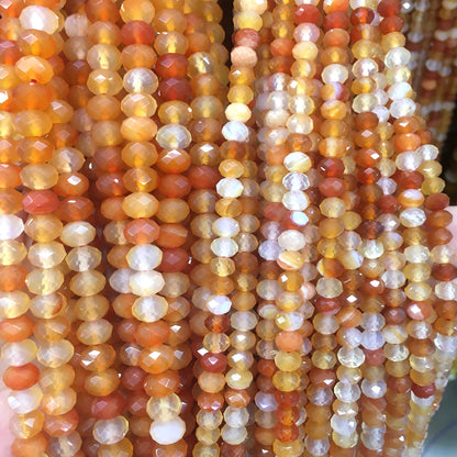 CAG641 Red Agate Beads Faceted Rondelle 4x6mm 15" Strand