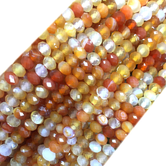 CAG642 Red Agate Beads Faceted Rondelle 5x8mm 15" Strand