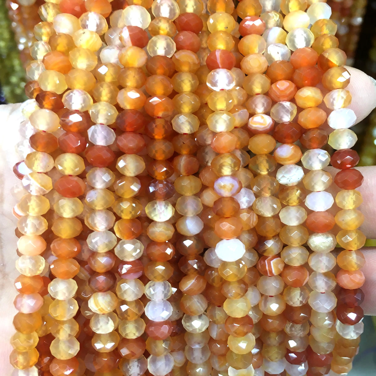 CAG642 Red Agate Beads Faceted Rondelle 5x8mm 15" Strand