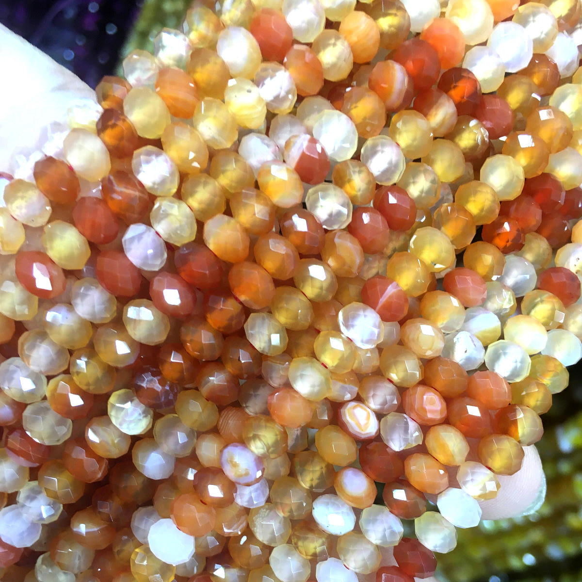 CAG642 Red Agate Beads Faceted Rondelle 5x8mm 15" Strand