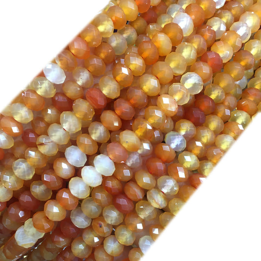 CAG643 Red Agate Beads Faceted Rondelle 6x10mm 15" Strand