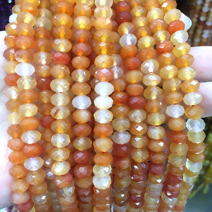 CAG643 Red Agate Beads Faceted Rondelle 6x10mm 15" Strand