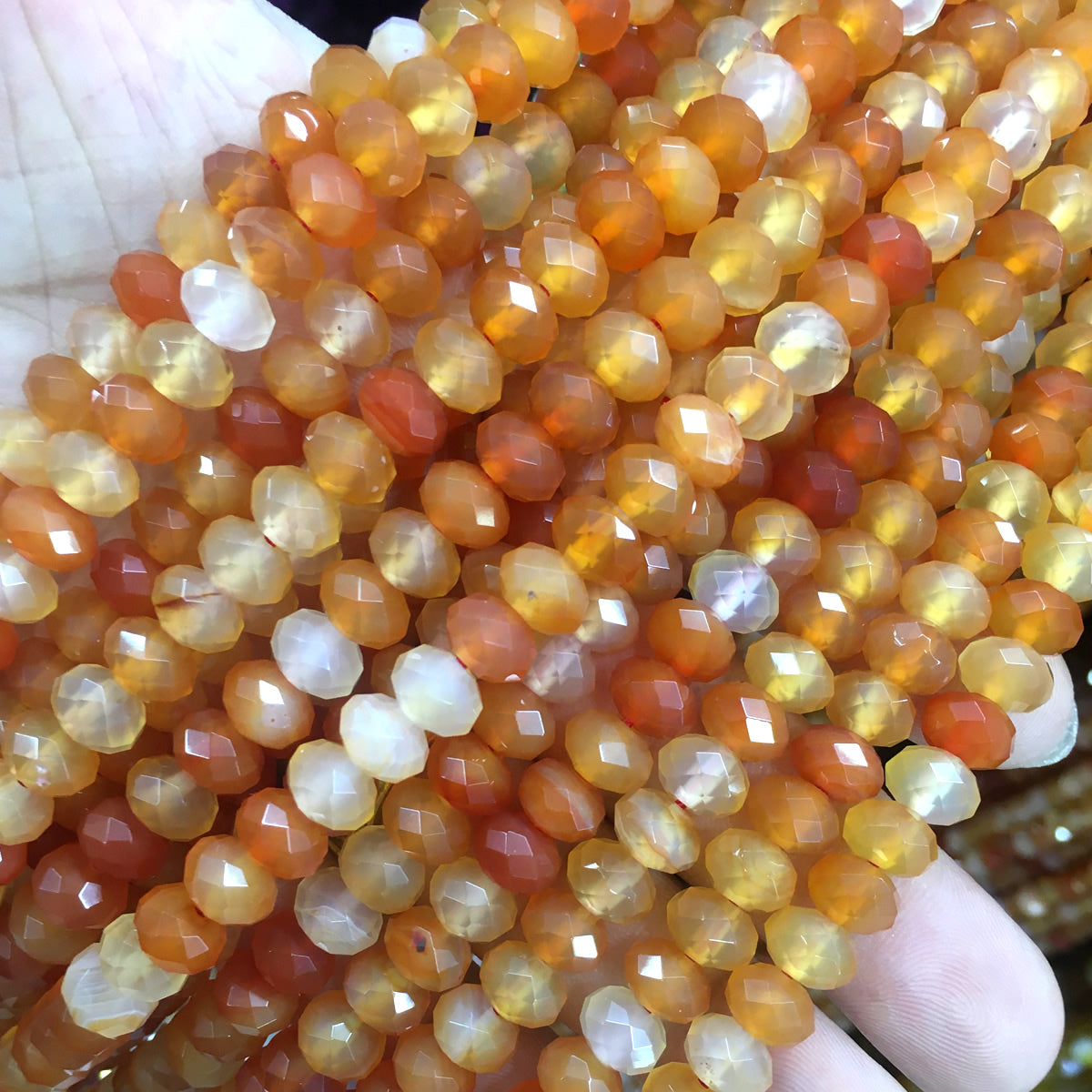 CAG643 Red Agate Beads Faceted Rondelle 6x10mm 15" Strand