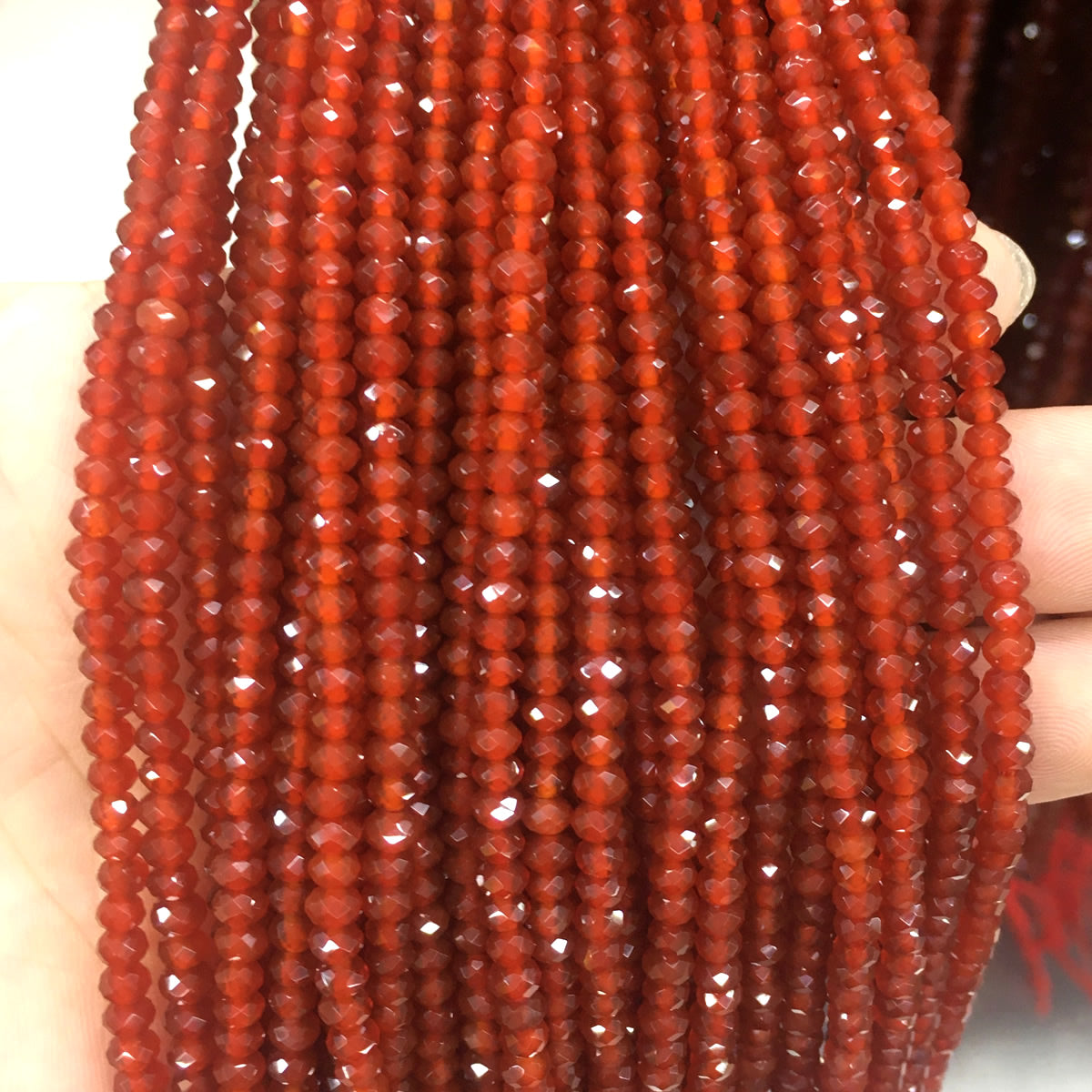 CAG645 Red Agate Beads Faceted Rondelle 2x4mm 15" Strand