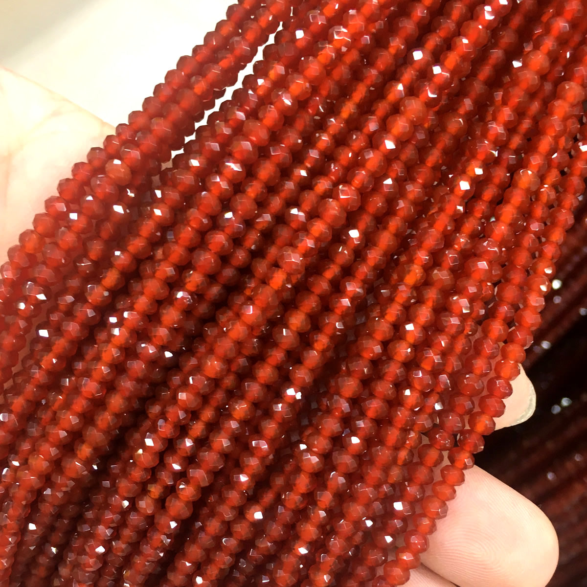 CAG645 Red Agate Beads Faceted Rondelle 2x4mm 15" Strand