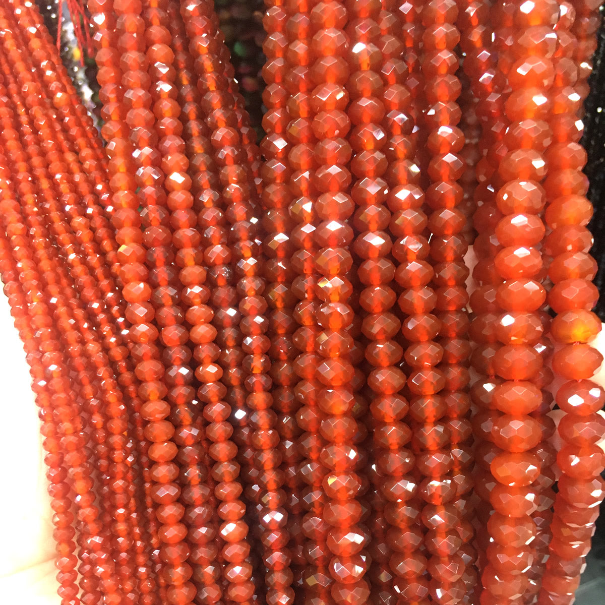 CAG645 Red Agate Beads Faceted Rondelle 2x4mm 15" Strand